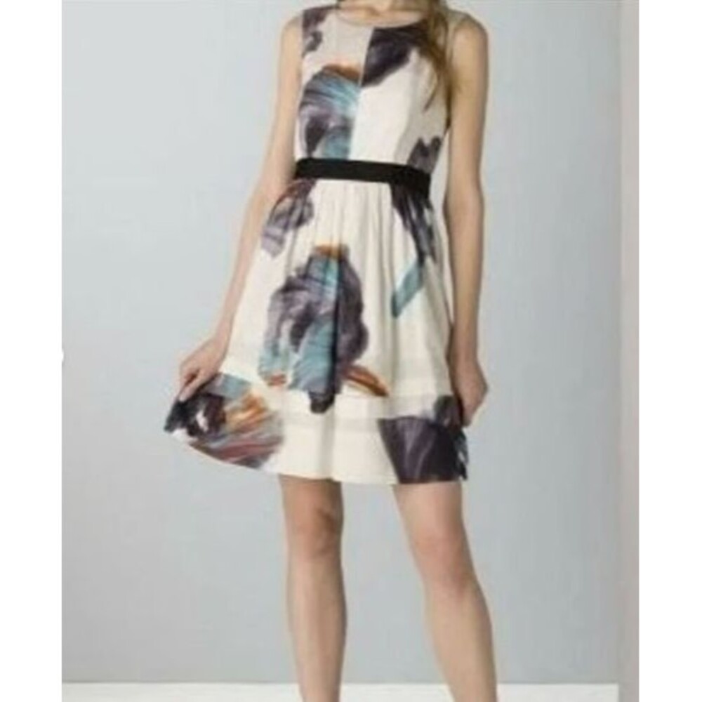 Anthropologie Leifsdottir Morning Colors Dress 8 Retro 50s Party Fit & Flare - Picture 9 of 12